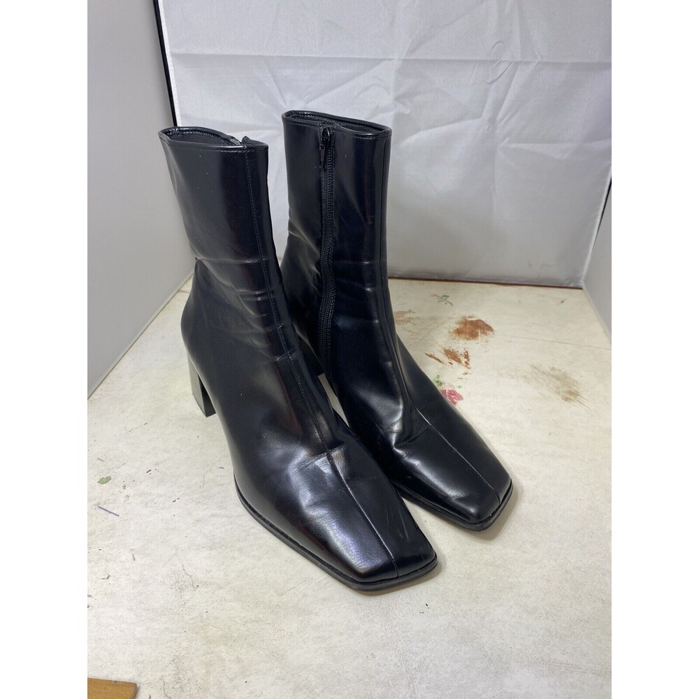 Jeffrey Campbell Women Shoes Black Slique Leather Ankle Boots Size 10